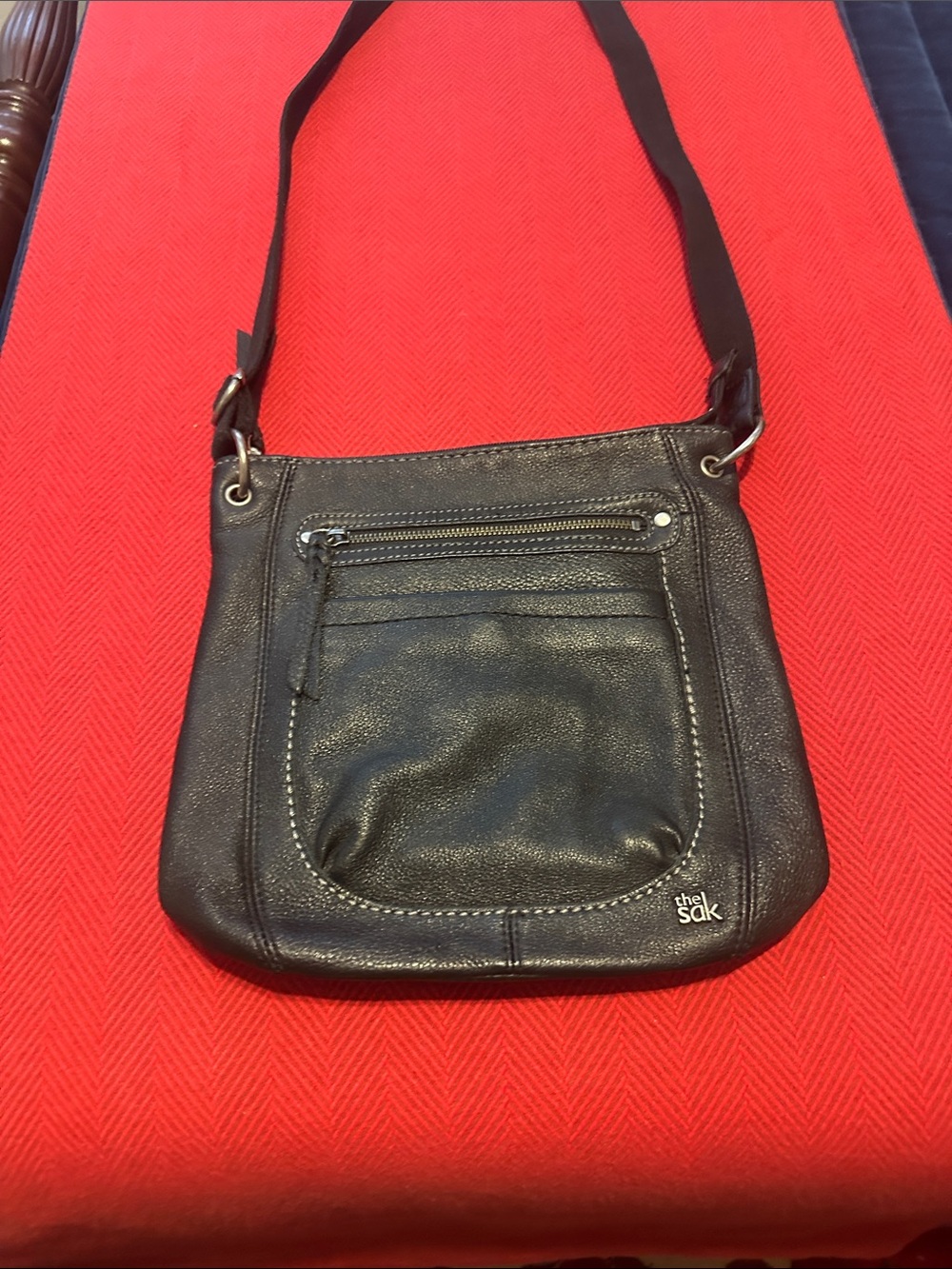 🌻THE SAK Soft Black Leather Crossbody Bag Purse Handbag Shoulder Bag